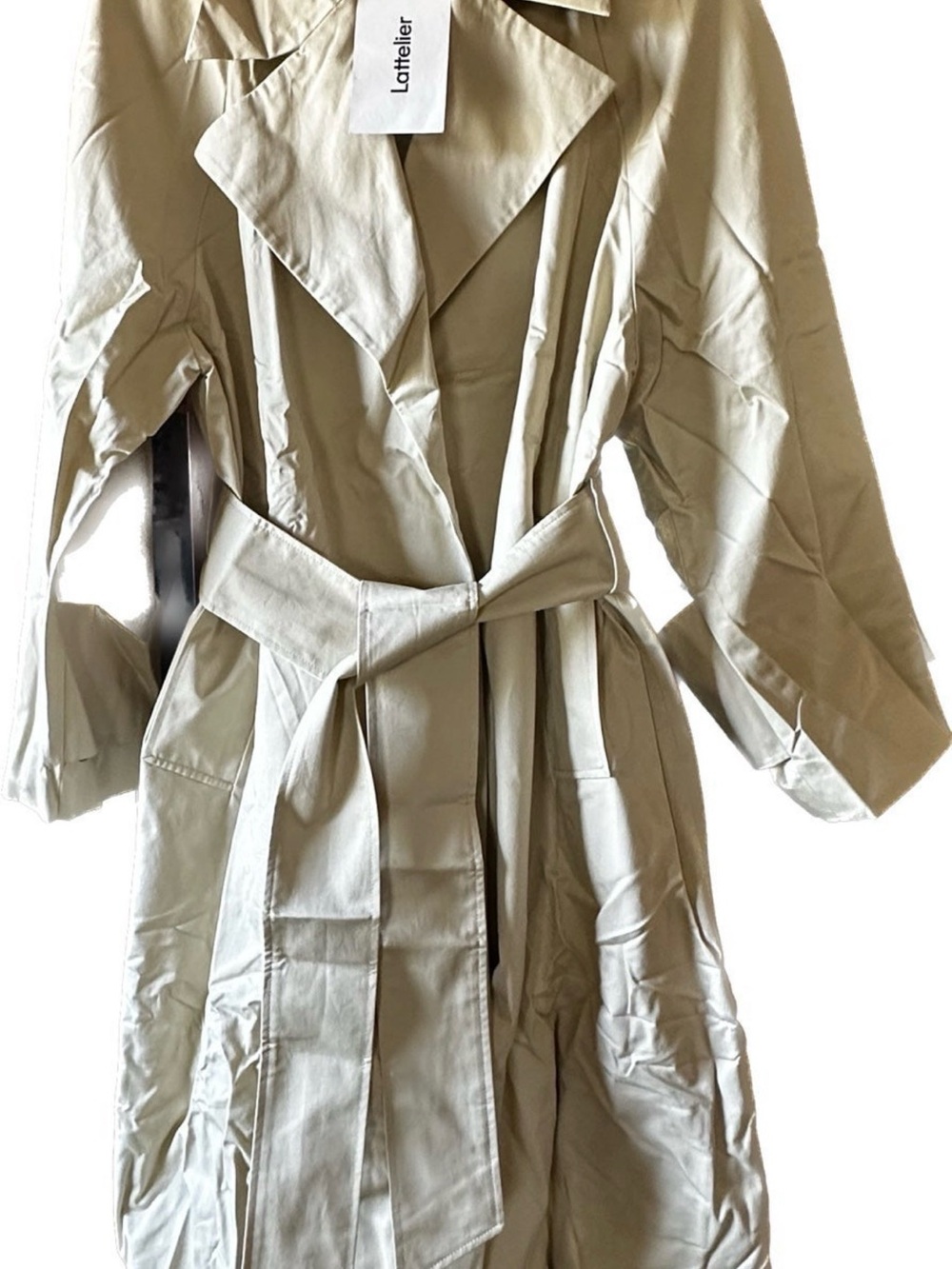 Lattelier Women’s Beige Cotton Trench Coat Size S New With Tags